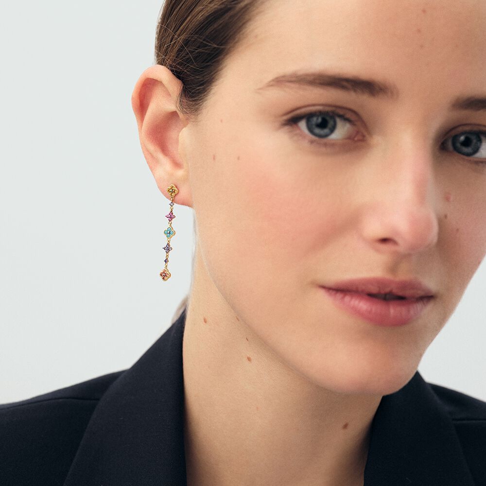 Long earrings BELOVED - Multicolor / Gold - Genuine silver  | Agatha