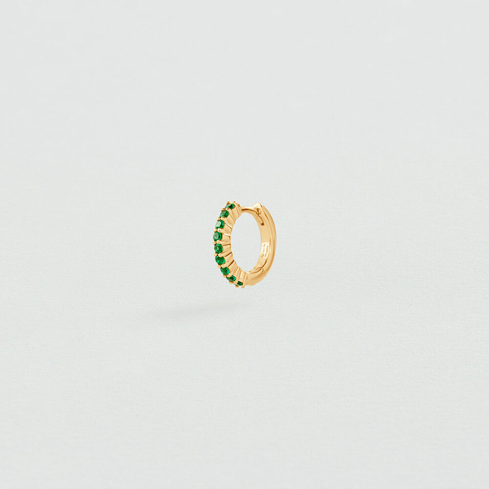 Single hoop earring MIX & MATCH - Green / Golden - Earrings  | Agatha