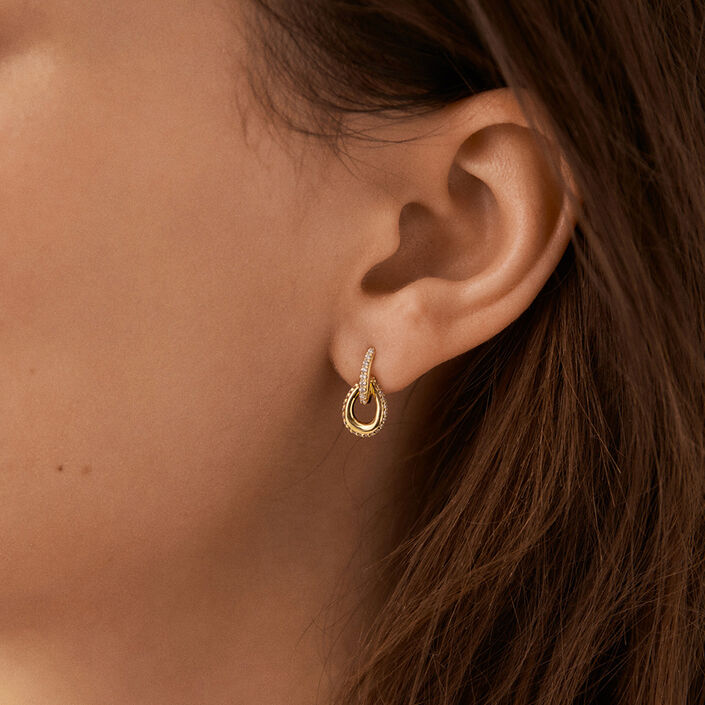 Long earrings GEMINI - Crystal / Gold - All jewellery  | Agatha