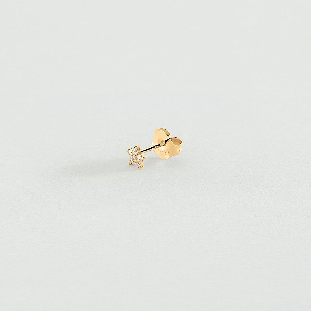 Piercing stud FLOR6 - Crystal / Golden - Genuine silver  | Agatha