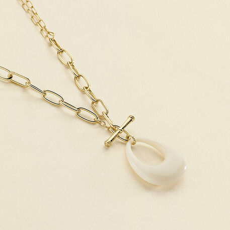Long necklace BRIGITTE - Ivory / Gold - All jewellery  | Agatha