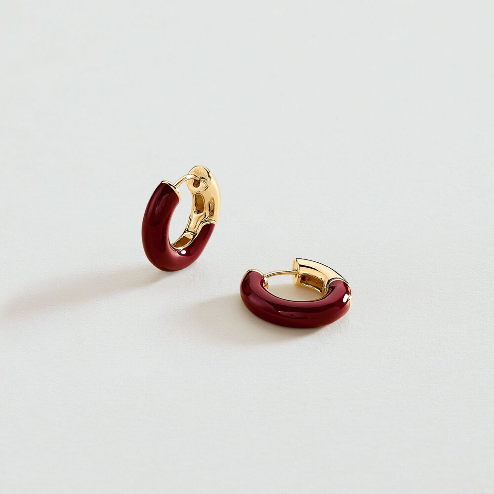 Hoops LEO - Burgundy / Golden - Earrings  | Agatha