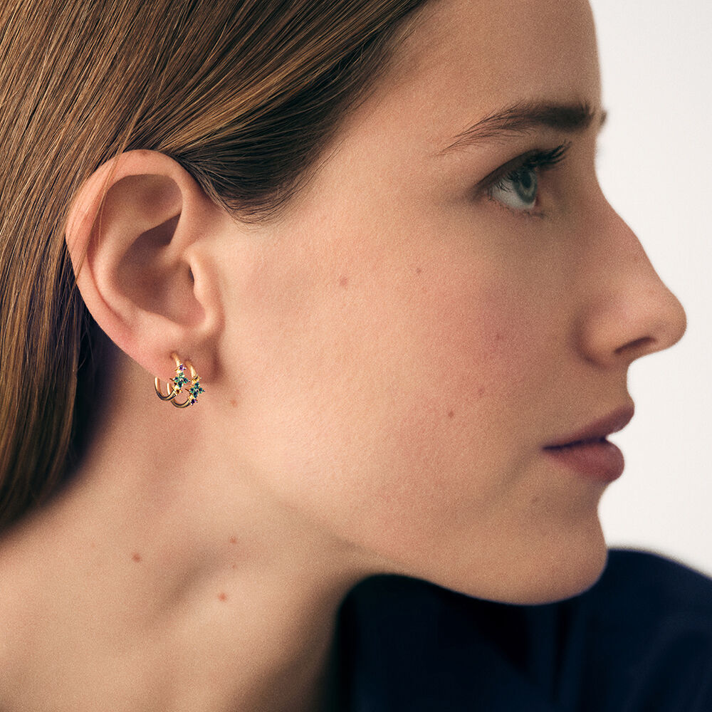 Hoops BELOVED - Multicolor / Gold - Genuine silver  | Agatha