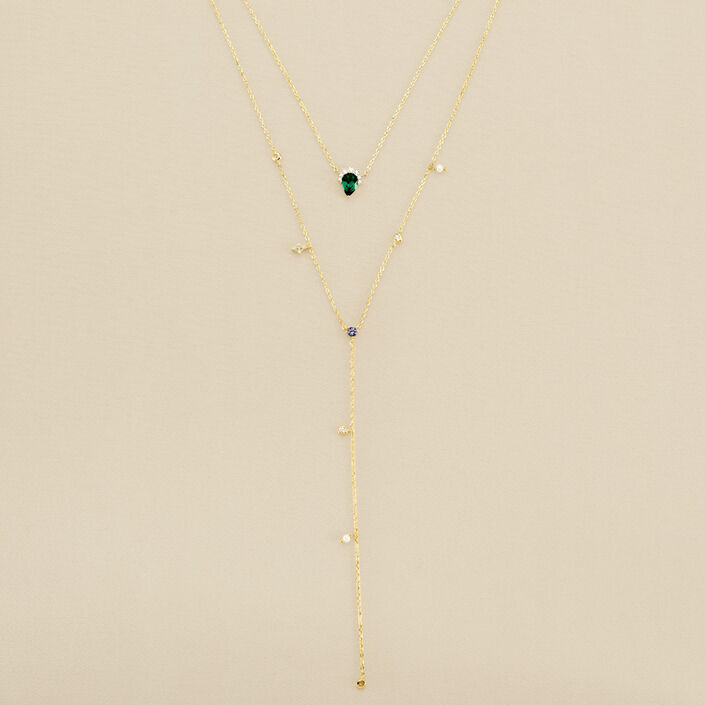 Long necklace ASTRE - Green / Golden - All jewellery  | Agatha
