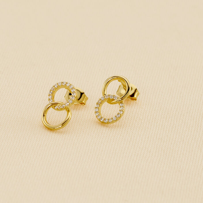 Stud earrings RONDOU - Crystal / Golden - All earings  | Agatha