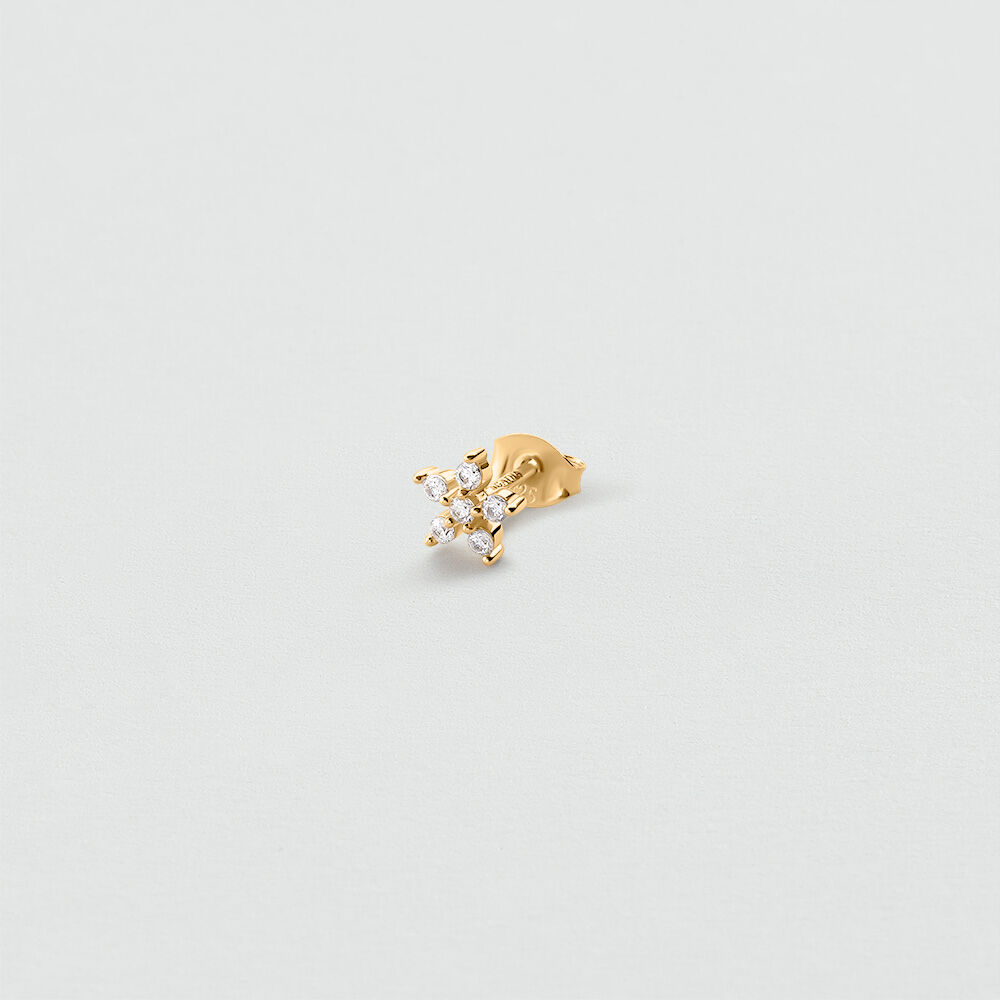Single stud earring PAV&Eacute; FLOWER MIX & MATCH - Crystal / Golden - Earrings  | Agatha
