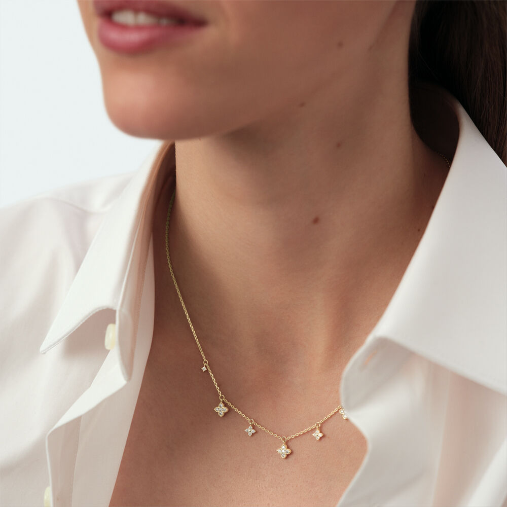 Choker necklace BELOVED - Crystal / Golden - Genuine silver  | Agatha