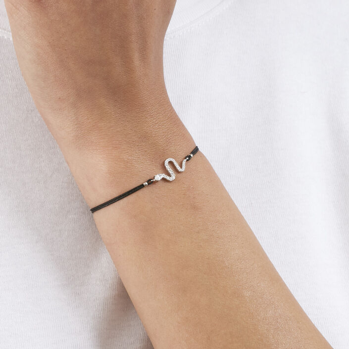 Cord bracelet SNAKY - Crystal / Black - All bracelets  | Agatha