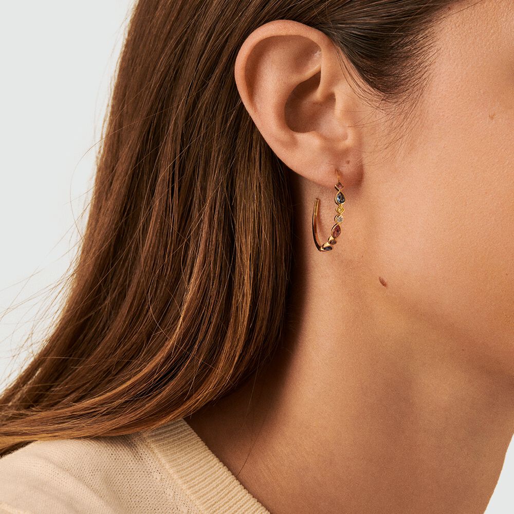 Hoops ARCO - Multicolor / Gold - Earrings  | Agatha