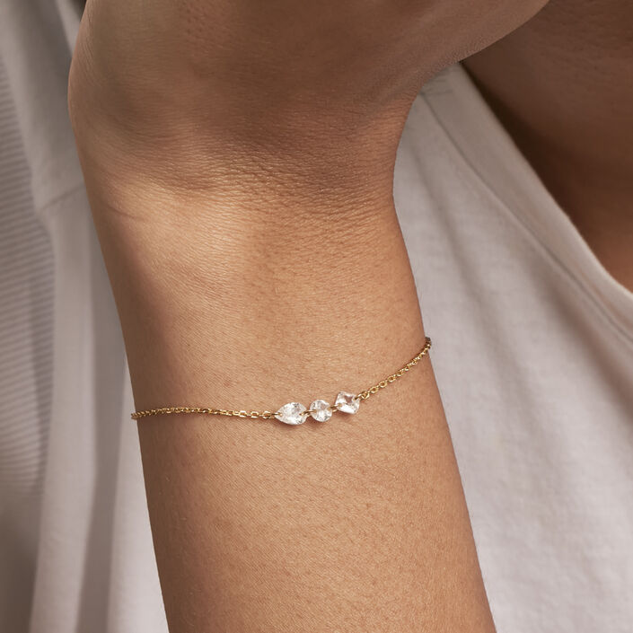 Link bracelet PETILLE - Crystal / Golden - All bracelets  | Agatha