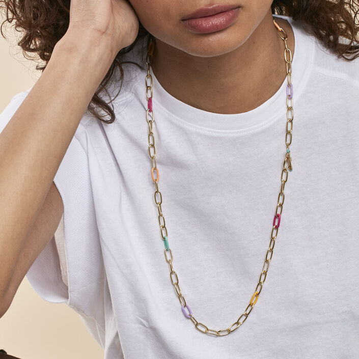Long necklace ARLEQUIN - Multicolor / Gold - All jewellery  | Agatha