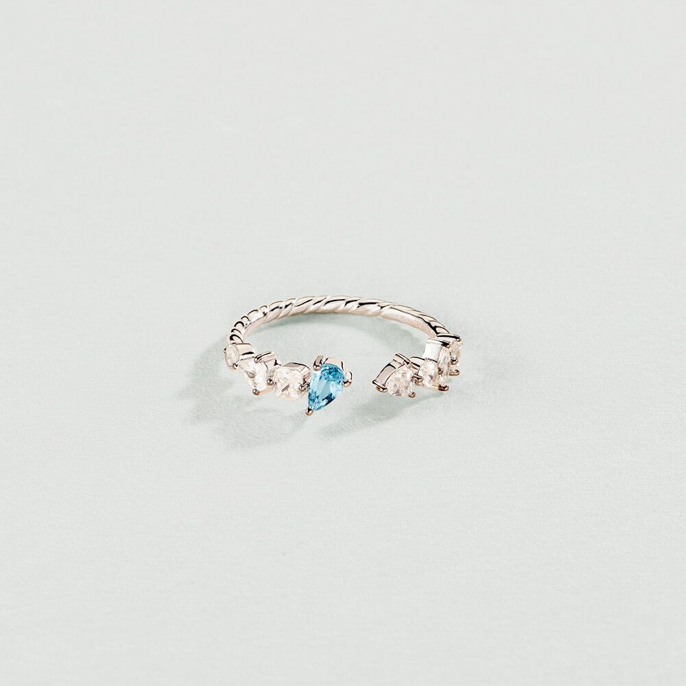 Thin ring RIN1JACKIE - Silver / Aquamarine blue  - Rings  | Agatha