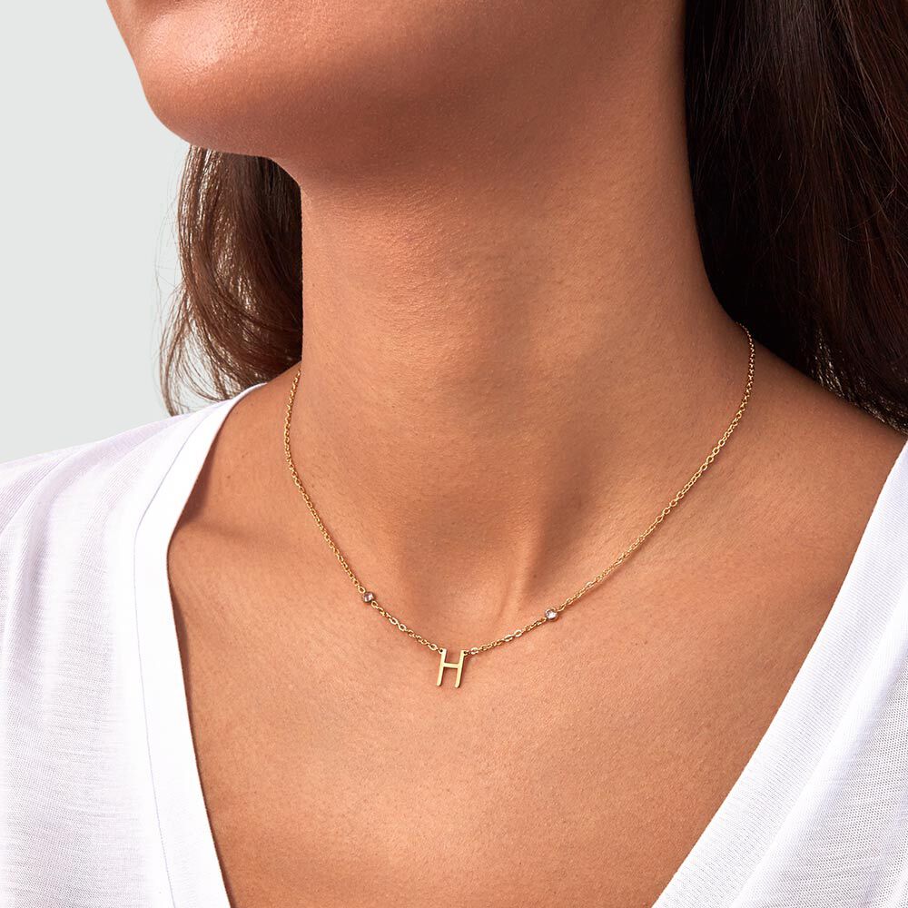 Choker necklace LETTRE H - Crystal / Golden - Choker necklace  | Agatha
