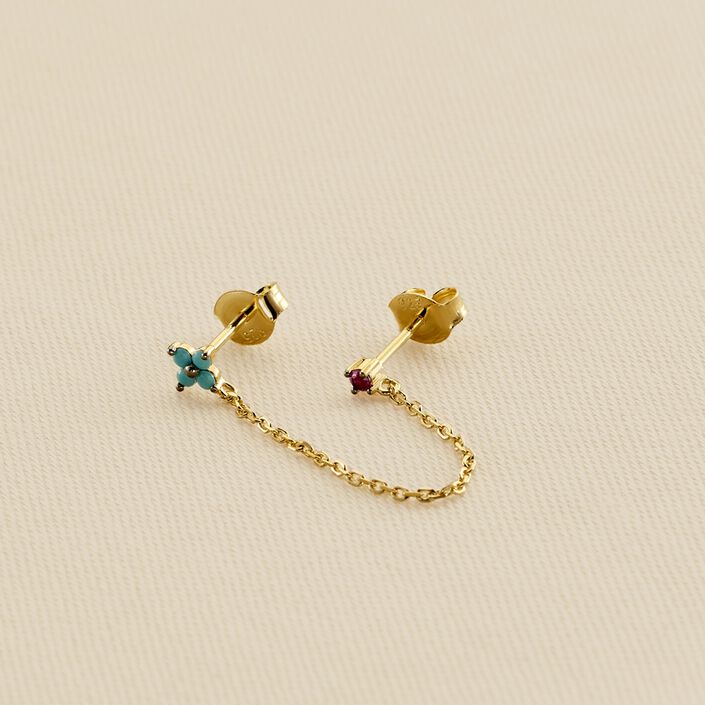 Piercing stud MIX& MATCH - Turquoise / Gold - All jewellery  | Agatha