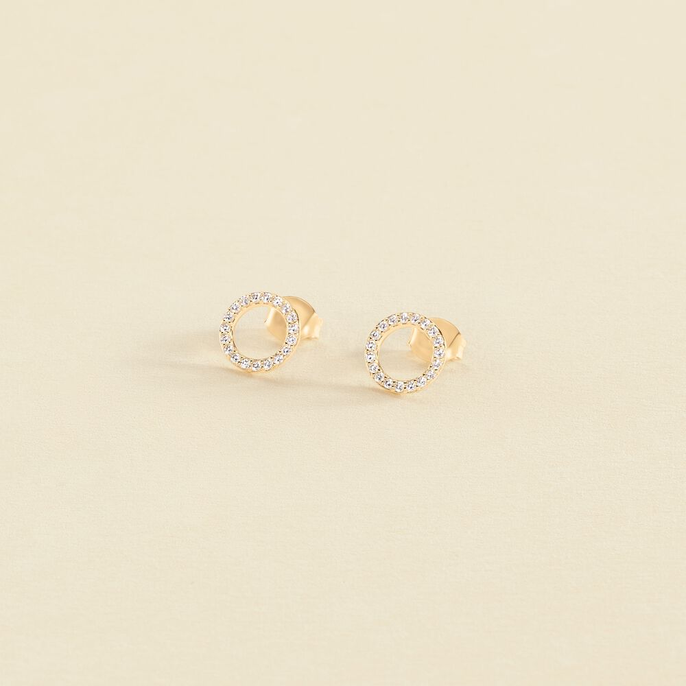 Stud earrings RONDOU - Crystal / Golden - All jewellery  | Agatha