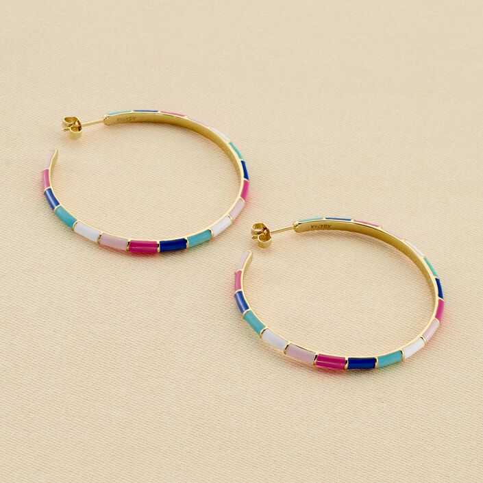 Hoops BONHEUR - Pink/white/blue - All earings  | Agatha