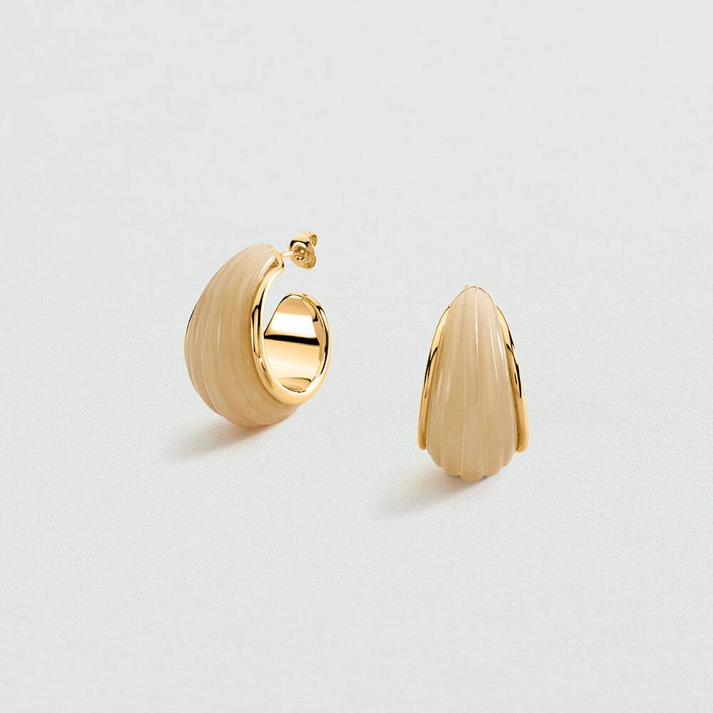 Hoops MADELEINE - Ivory / Gold - Earrings  | Agatha