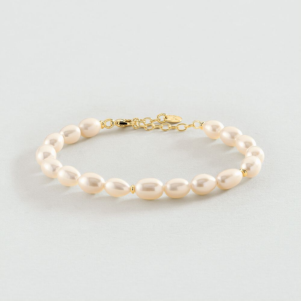 Link bracelet MARGAUX - Pearl / Gold - Bracelets  | Agatha