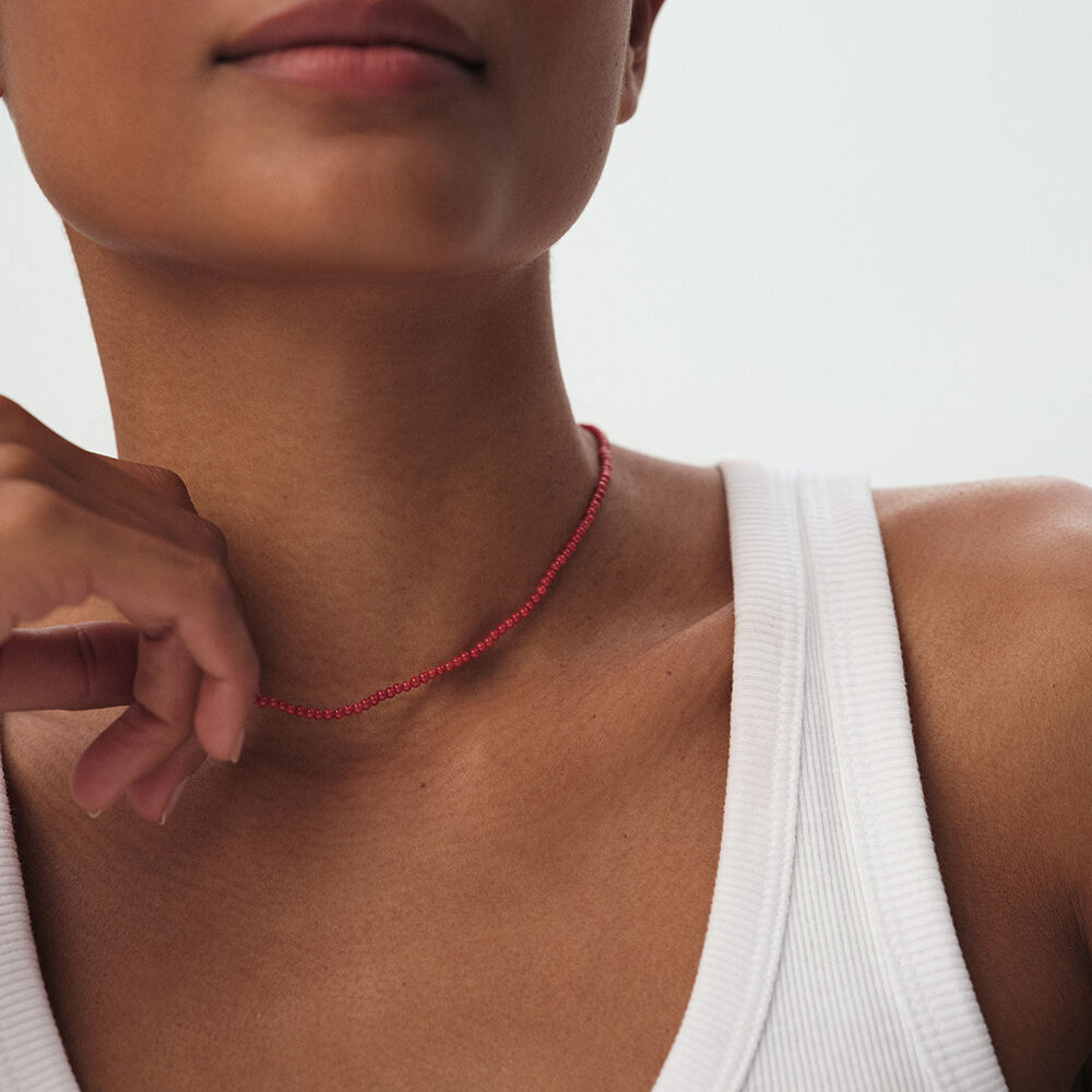 Choker necklace NATURAL STONES - Coral - Choker necklace  | Agatha