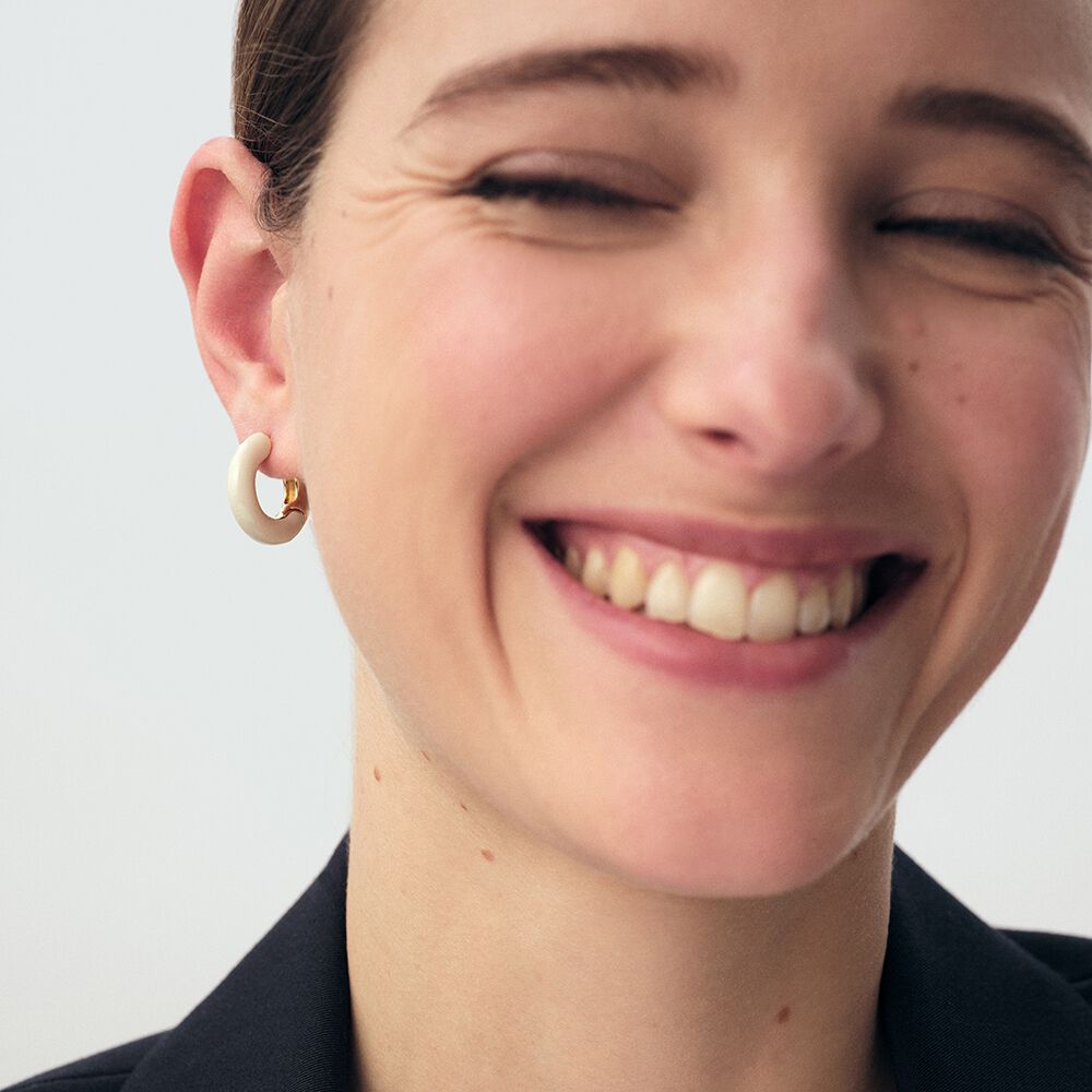 Hoops LEO - White / Gold - Earrings  | Agatha