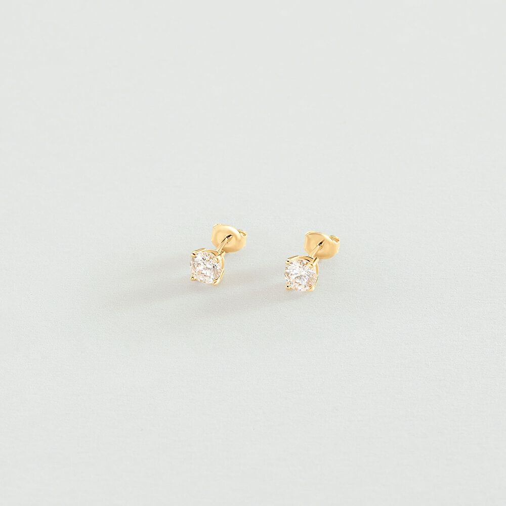 Stud earrings SOL - Crystal / Golden - Genuine silver  | Agatha