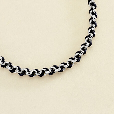 Mid-length necklace TWIGGY - Silver / Dark Blue - 19:38  | Agatha