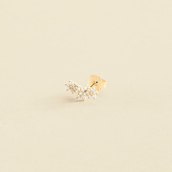 Piercing stud TRIOFLOR - Crystal / Golden - All jewellery  | Agatha