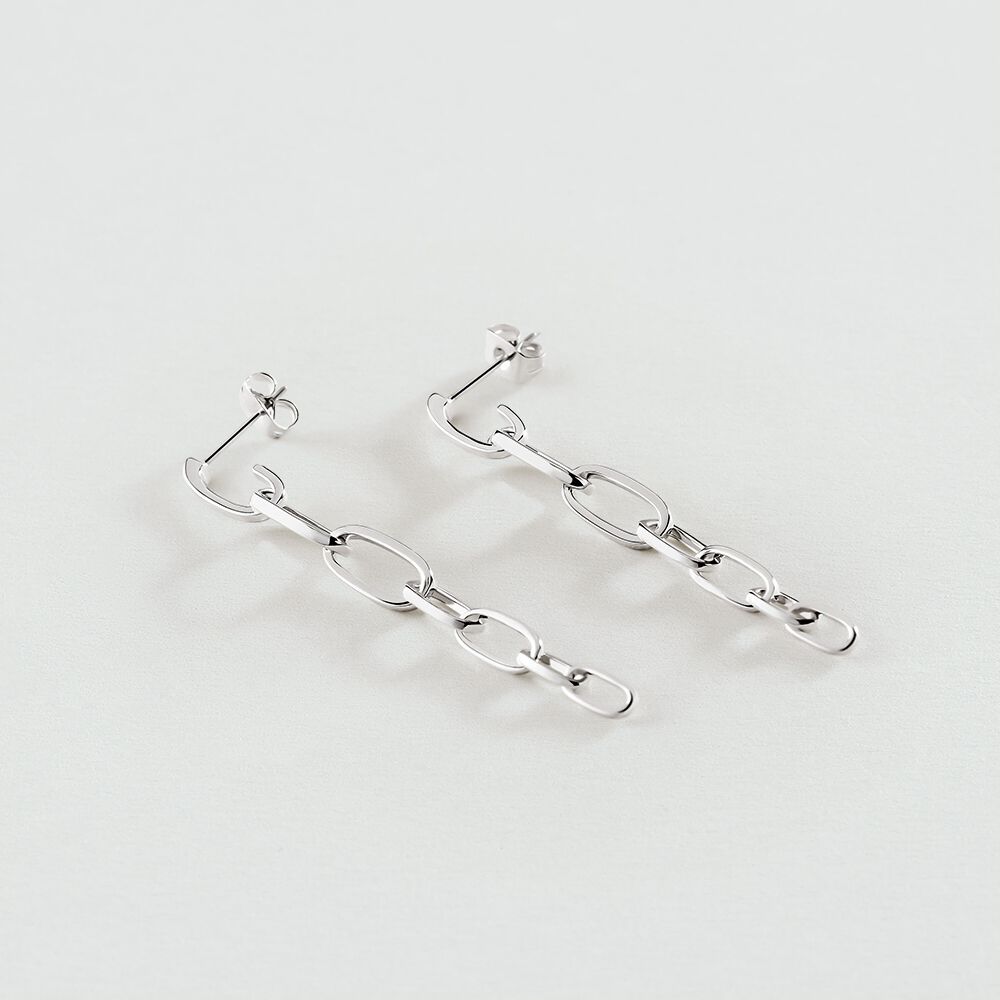 Long earrings CHAIN - Silver - Earrings  | Agatha
