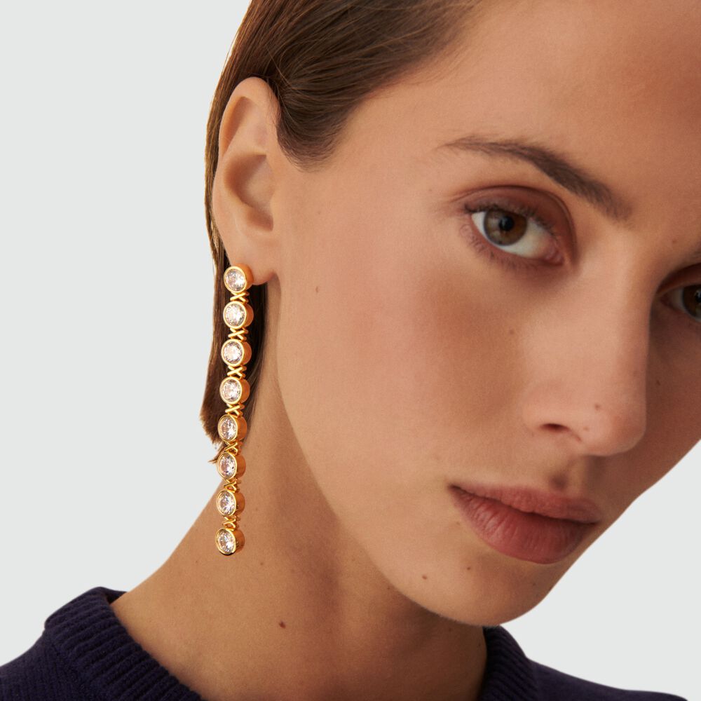 Long earrings N-13 - Crystal / Golden - Earrings  | Agatha