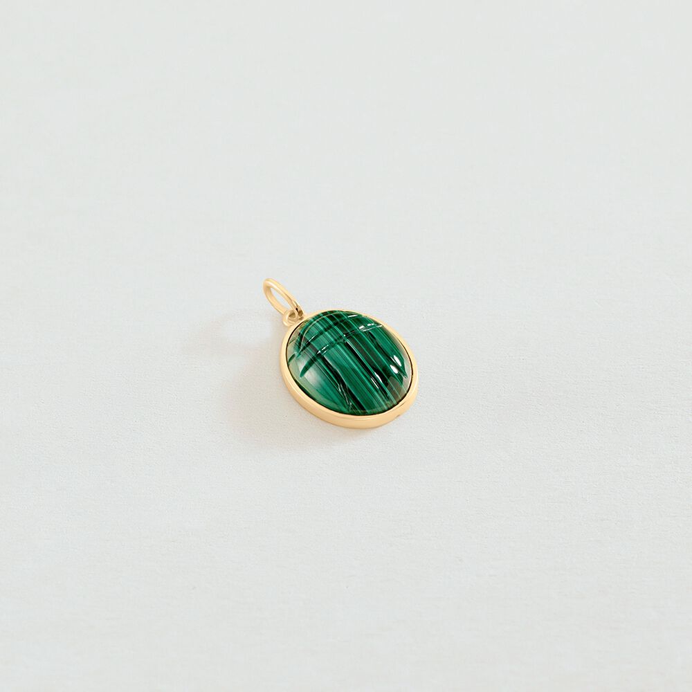Pendant MALACHITE SCARAB - Green / Golden - Jewellery  | Agatha