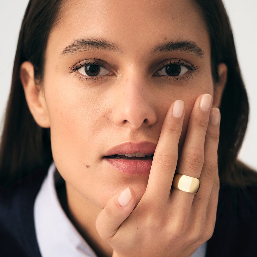 Large ring AUDE - Golden - Genuine silver  | Agatha