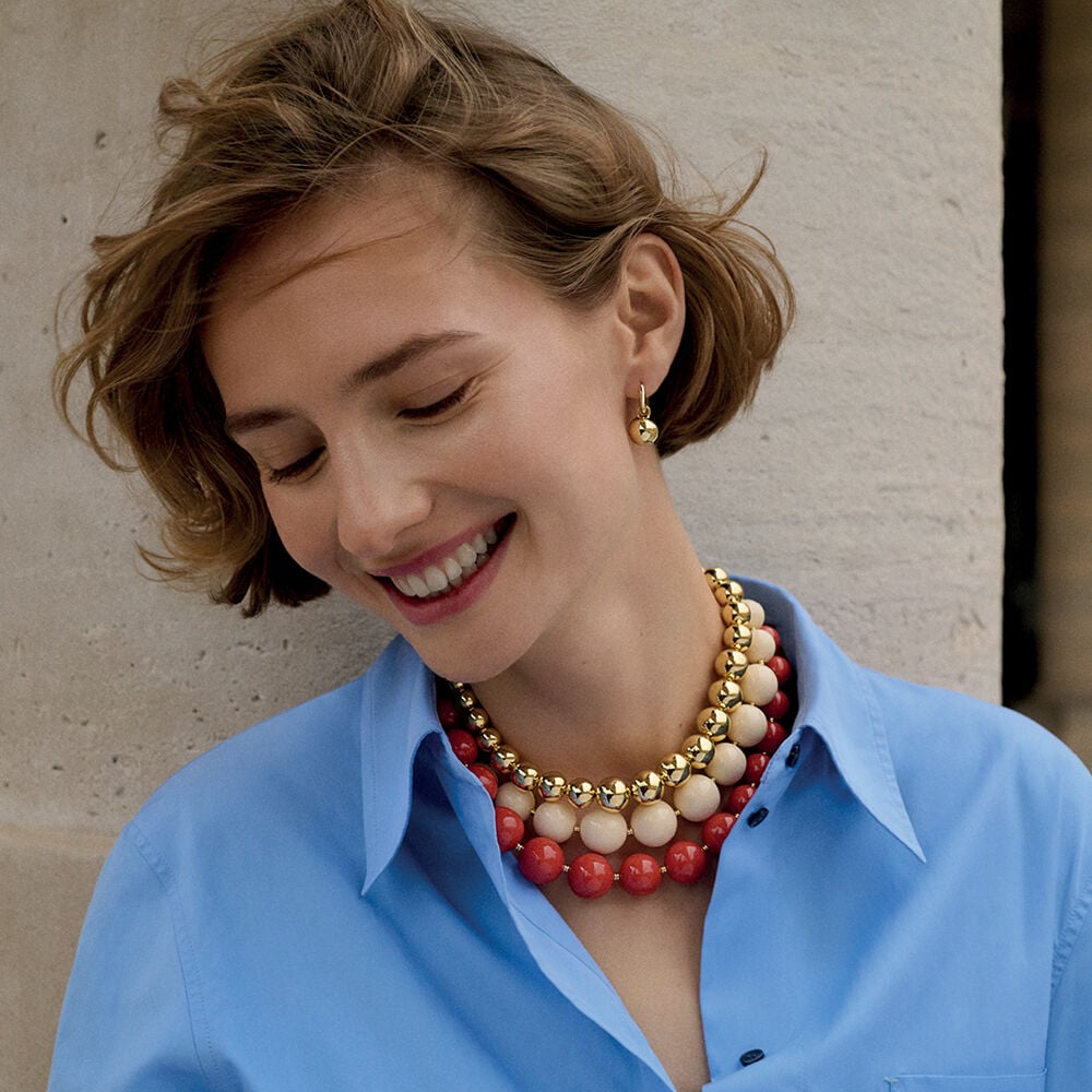 Choker necklace PALAIS ROYAL - Ivory / Gold - Choker necklace  | Agatha
