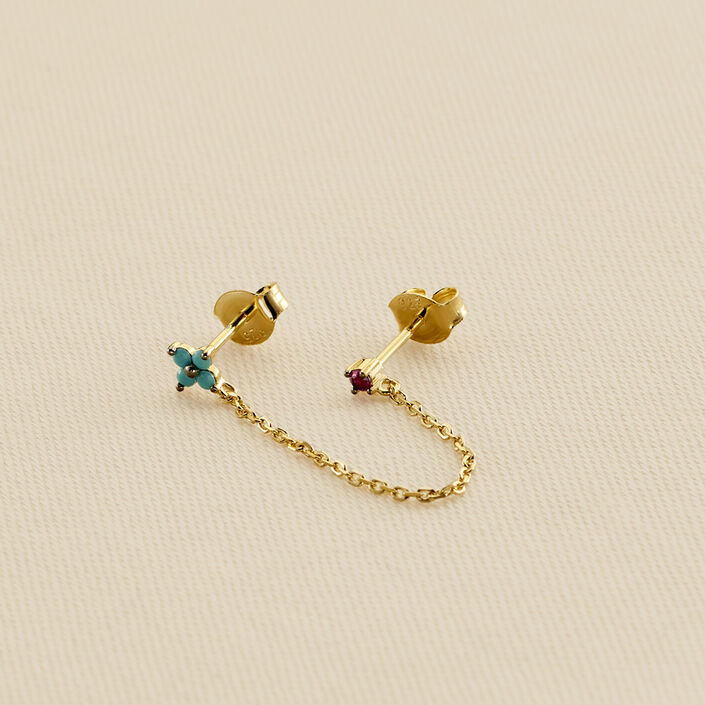 Piercing stud MIX& MATCH - Turquoise / Gold - All jewellery  | Agatha