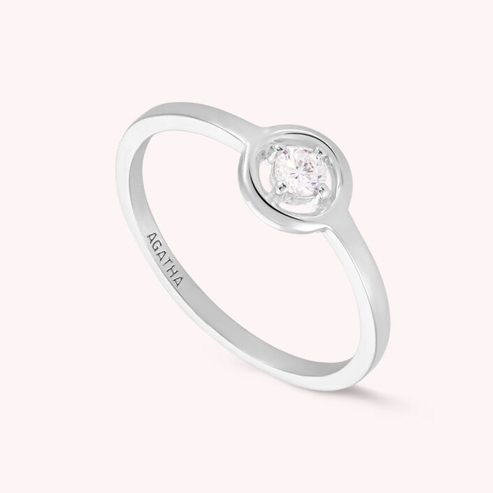 Thin ring HALO - Crystal / Silver - All jewellery  | Agatha