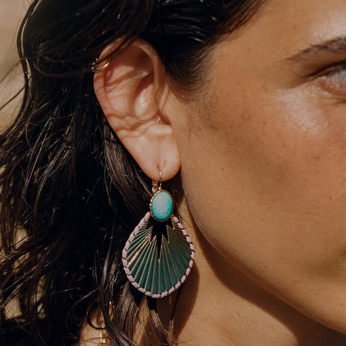 Long earrings ARLEQUIN - Amazonite - All jewellery  | Agatha