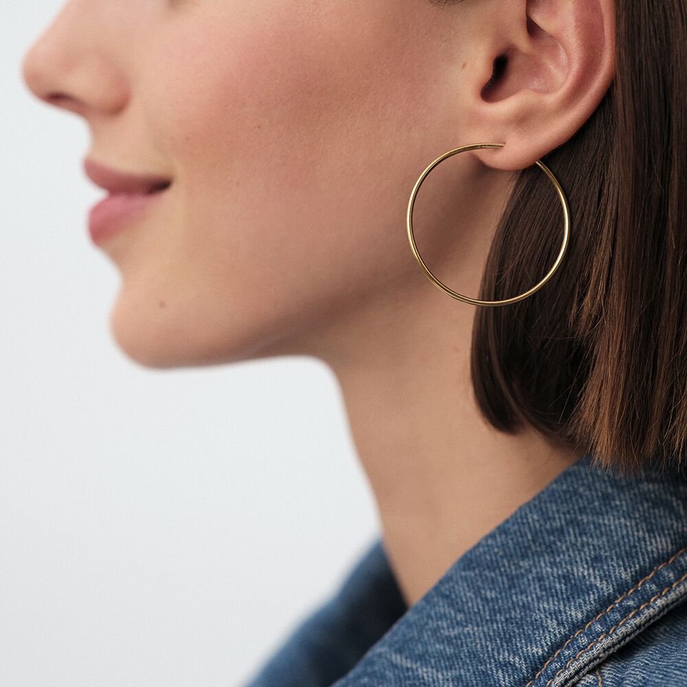 Hoops CREOLA - Golden - Genuine silver  | Agatha