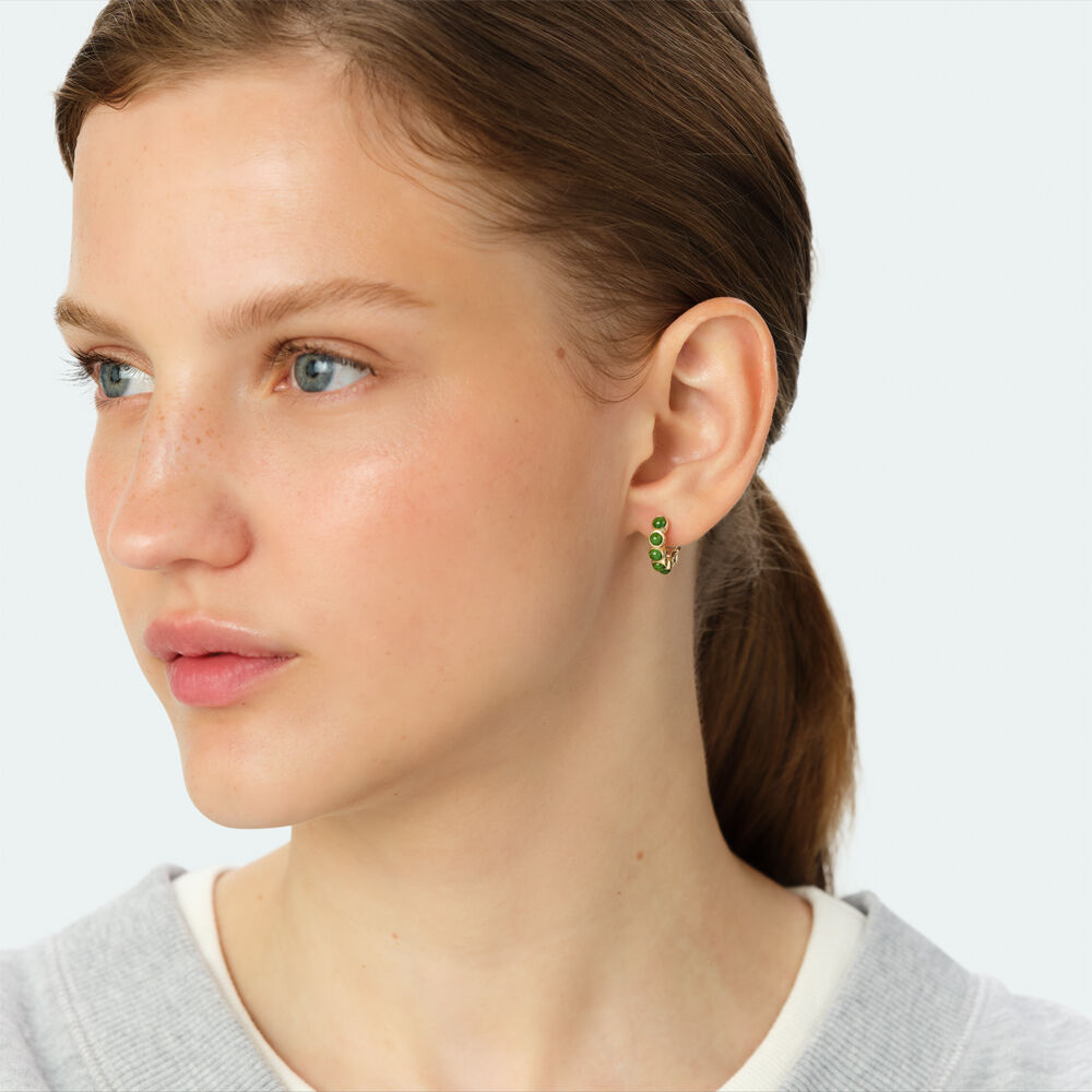 Hoops STONE BATIGNOLLES - Green / Golden - Earrings  | Agatha