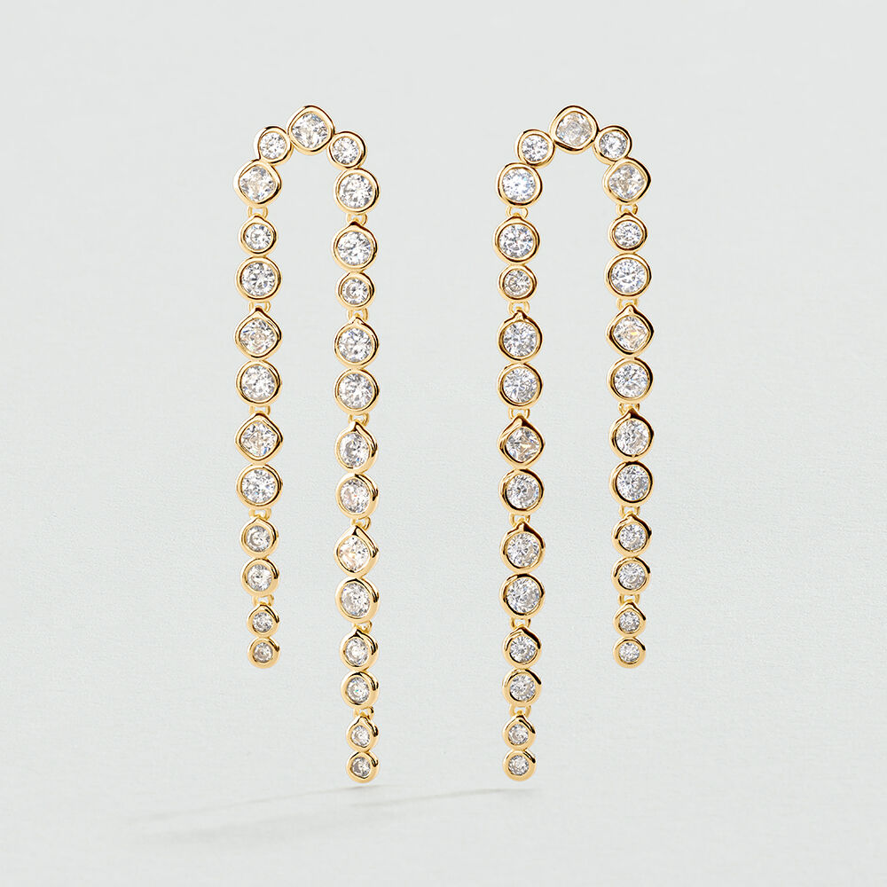 Long earrings SAINT GERMAIN - Crystal / Golden - Earrings  | Agatha