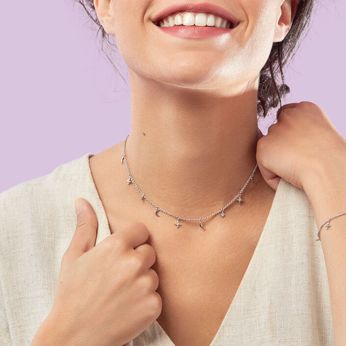 Choker necklace GALAXIE - Crystal / Silver - All jewellery  | Agatha