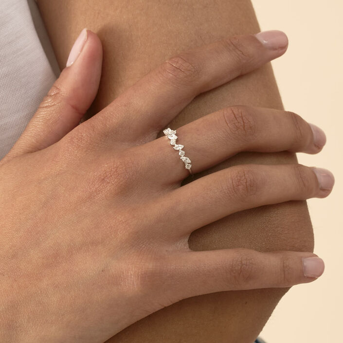 Thin ring PLEIADES - Crystal / Silver - All jewellery  | Agatha