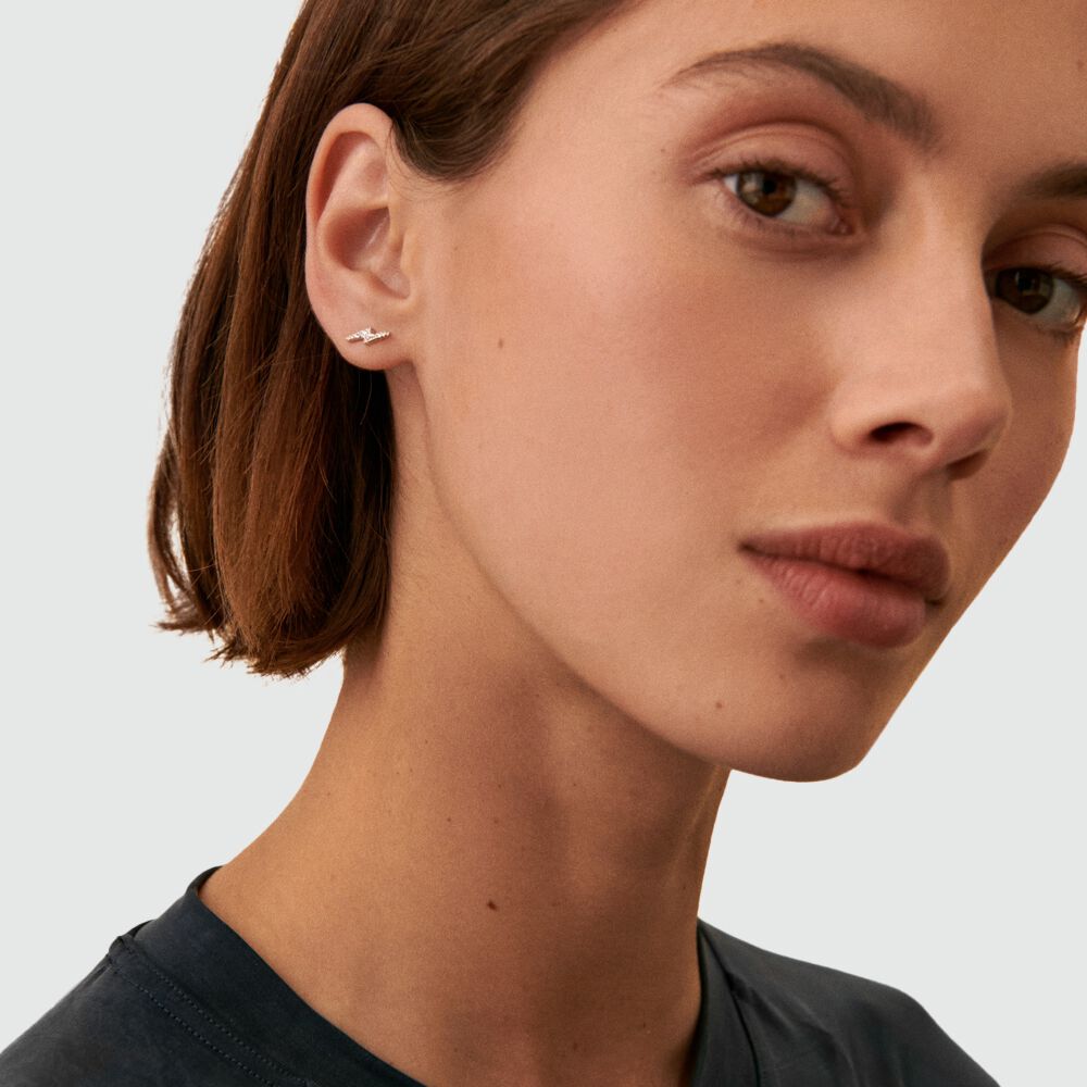 Single stud earring EAR4ECLAIR - Crystal / Silver - Earrings  | Agatha