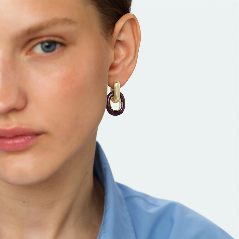 Hoops PALAIS ROYAL SMALL - Aubergine / Gold - Earrings  | Agatha