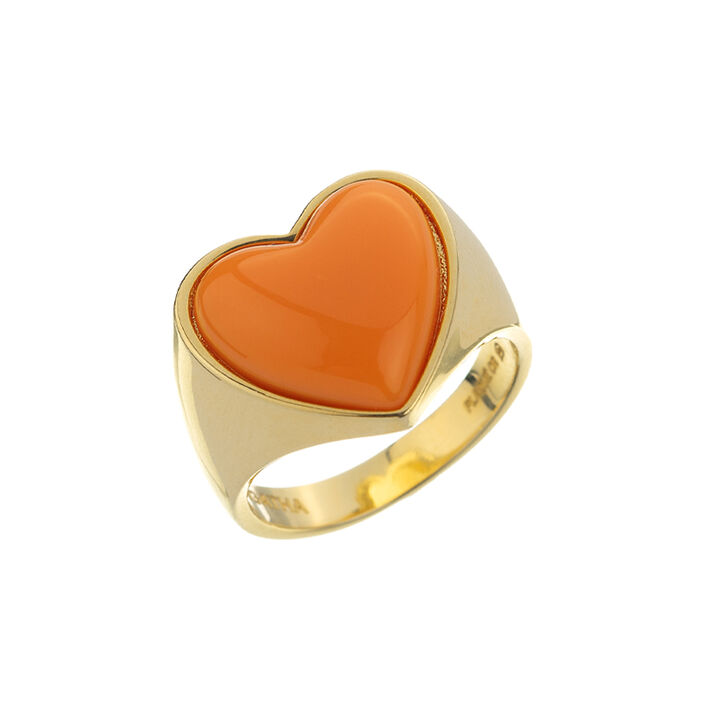 Large ring ABBA - Orange / Gold - All jewellery  | Agatha