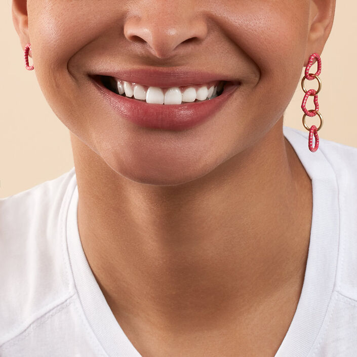 Long earrings SESHA - Pink / Gold - All earings  | Agatha