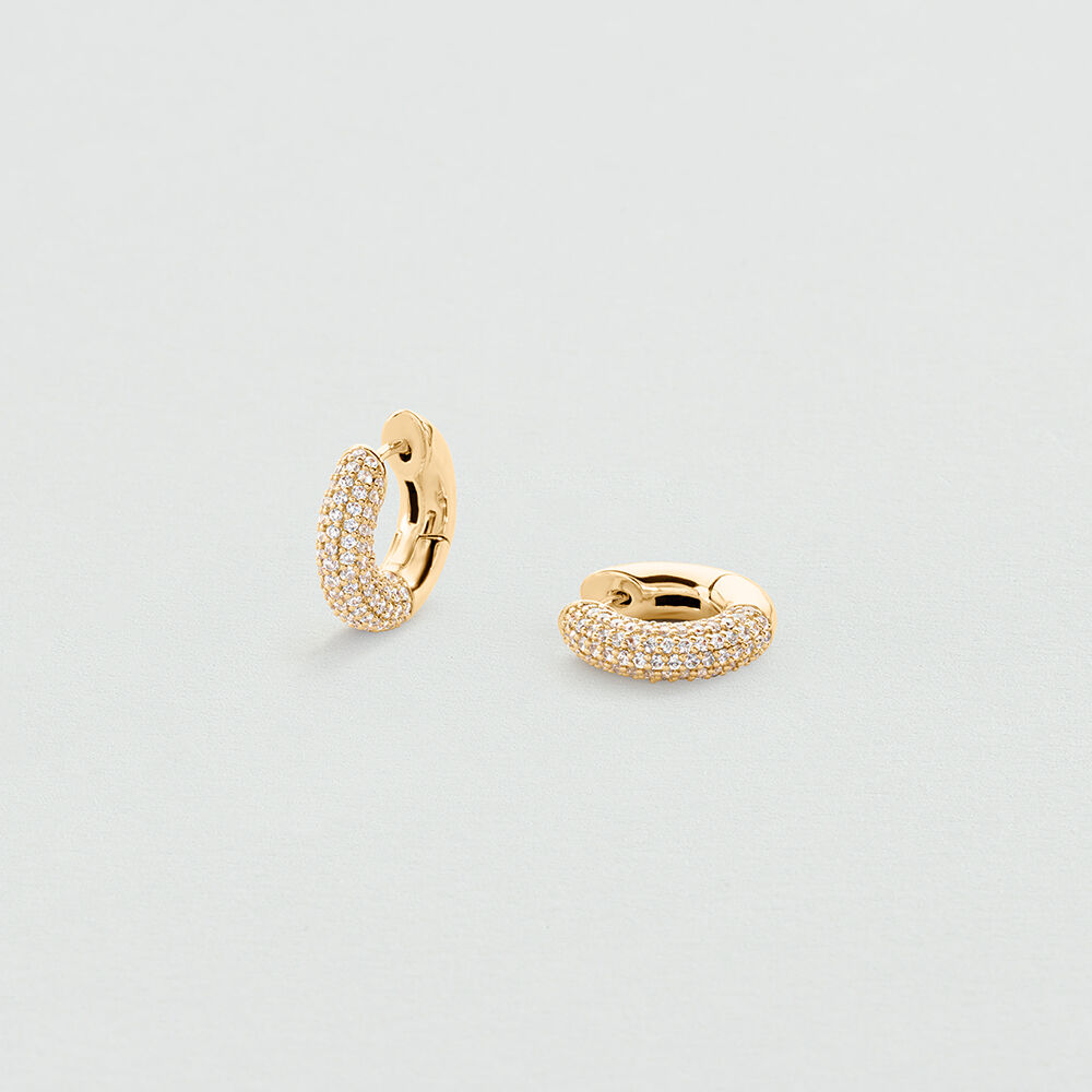 Hoops XOXO PAV&Eacute; - Crystal / Golden - Earrings  | Agatha