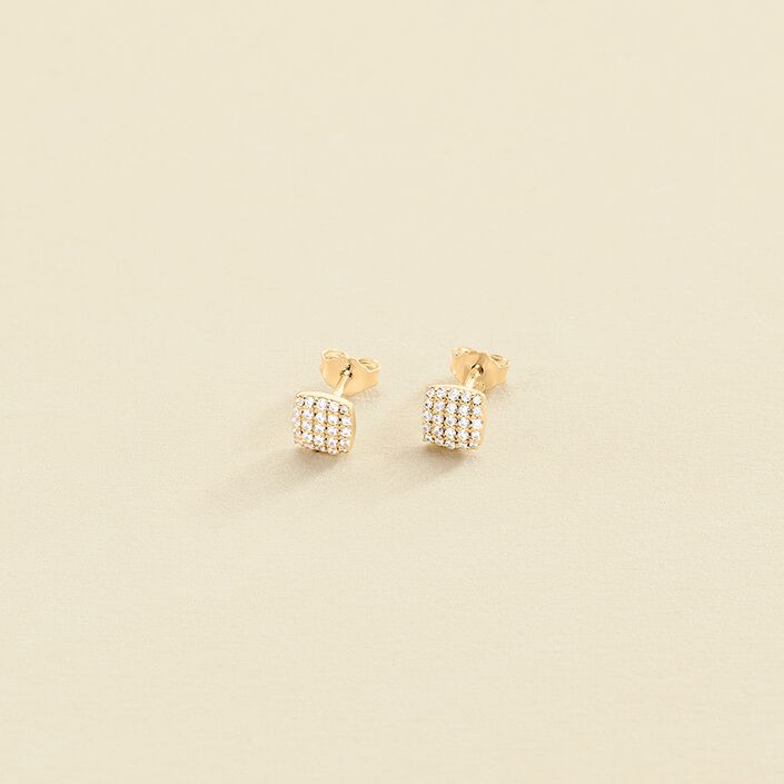 Stud earrings GLORIA - Crystal / Golden - All earings  | Agatha