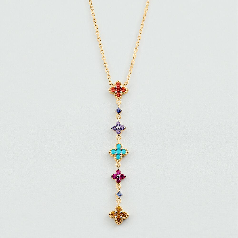 Choker necklace BELOVED - Multicolor / Gold - Genuine silver  | Agatha