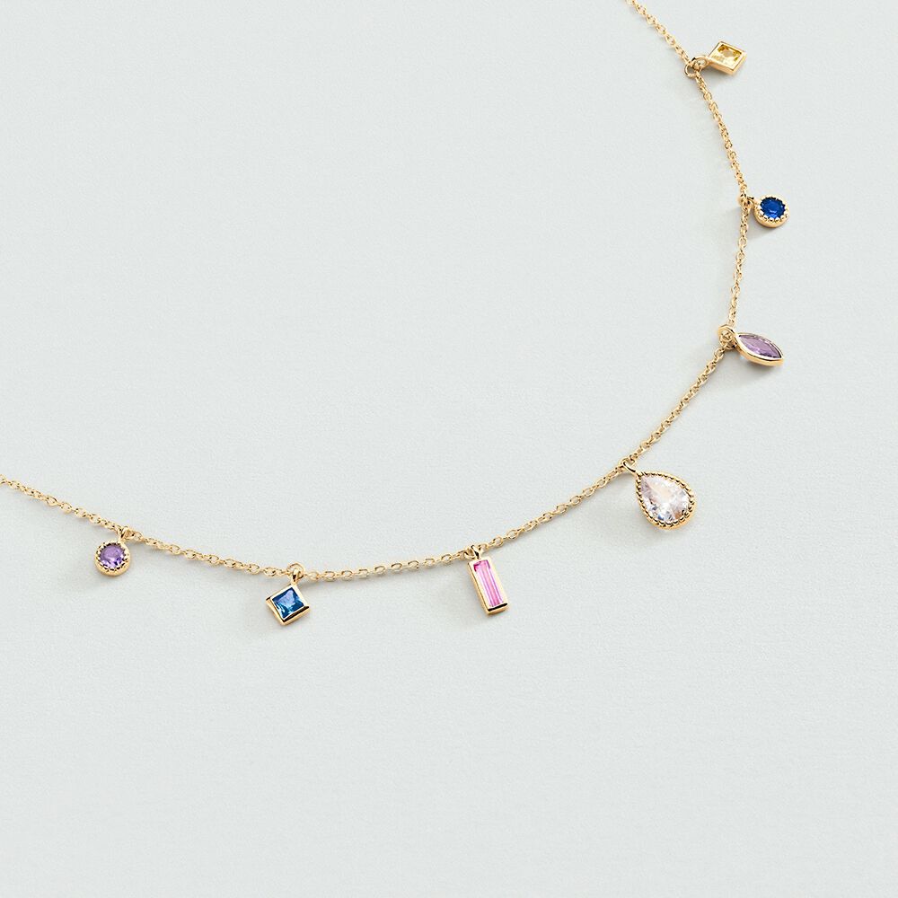 Choker necklace RAINBOW - Multicolor / Gold - Choker necklace  | Agatha