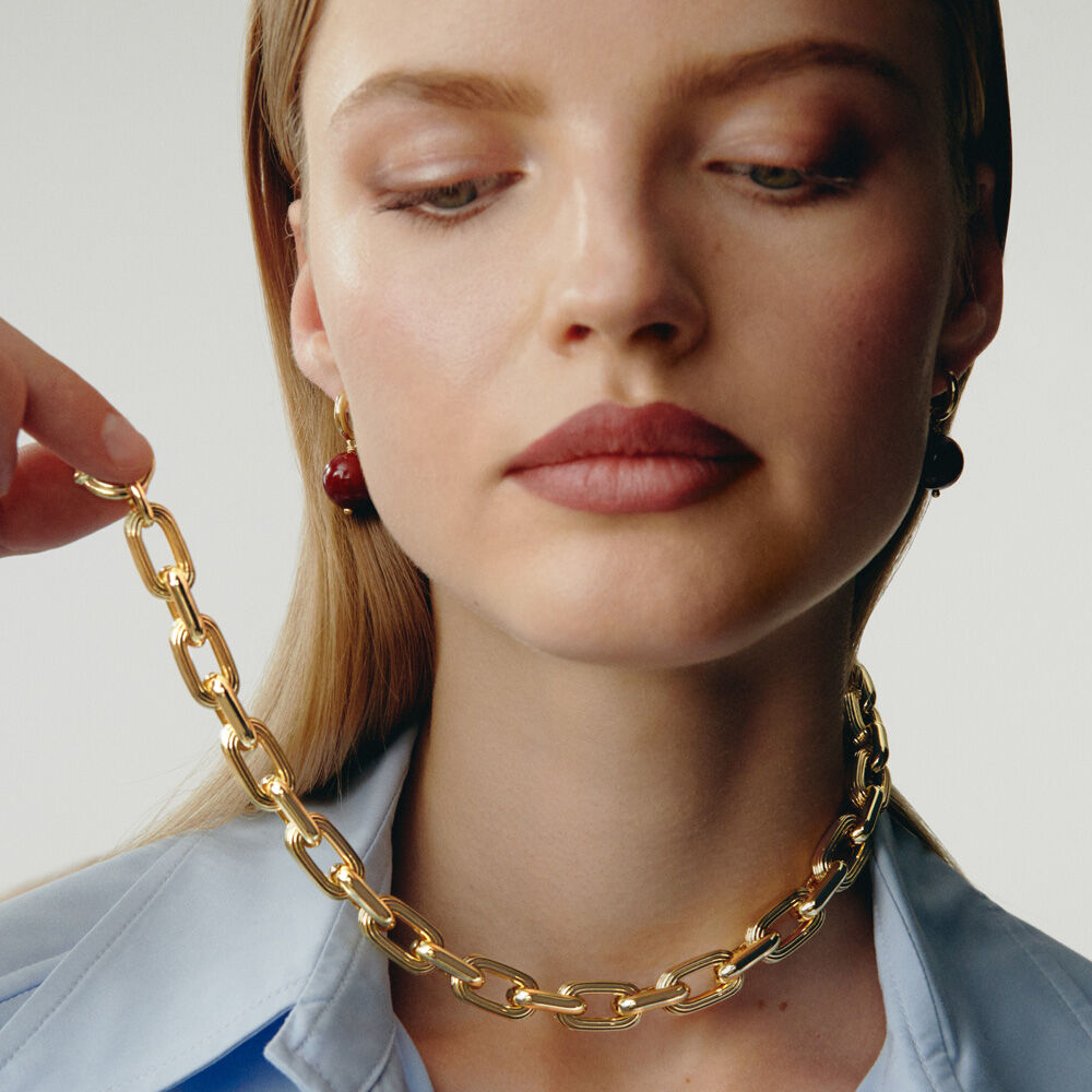 Hoops PALAIS ROYAL - Burgundy / Golden - Earrings  | Agatha