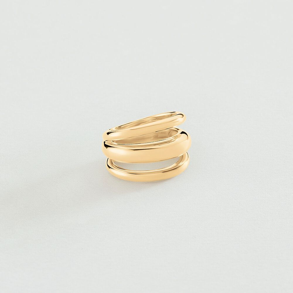 Large ring TRIJONC - Golden - Genuine silver  | Agatha